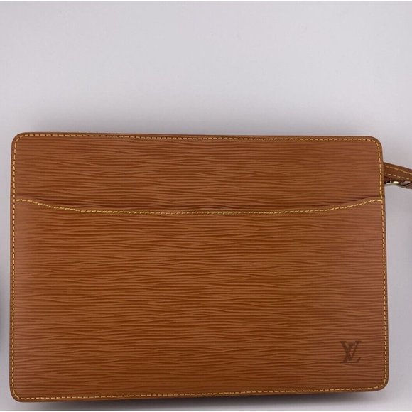 Louis Vuitton Handbags - Louis Vuitton Orange Epi Leather Pochette Homme Clutch Vintage w COA & Dust Bag